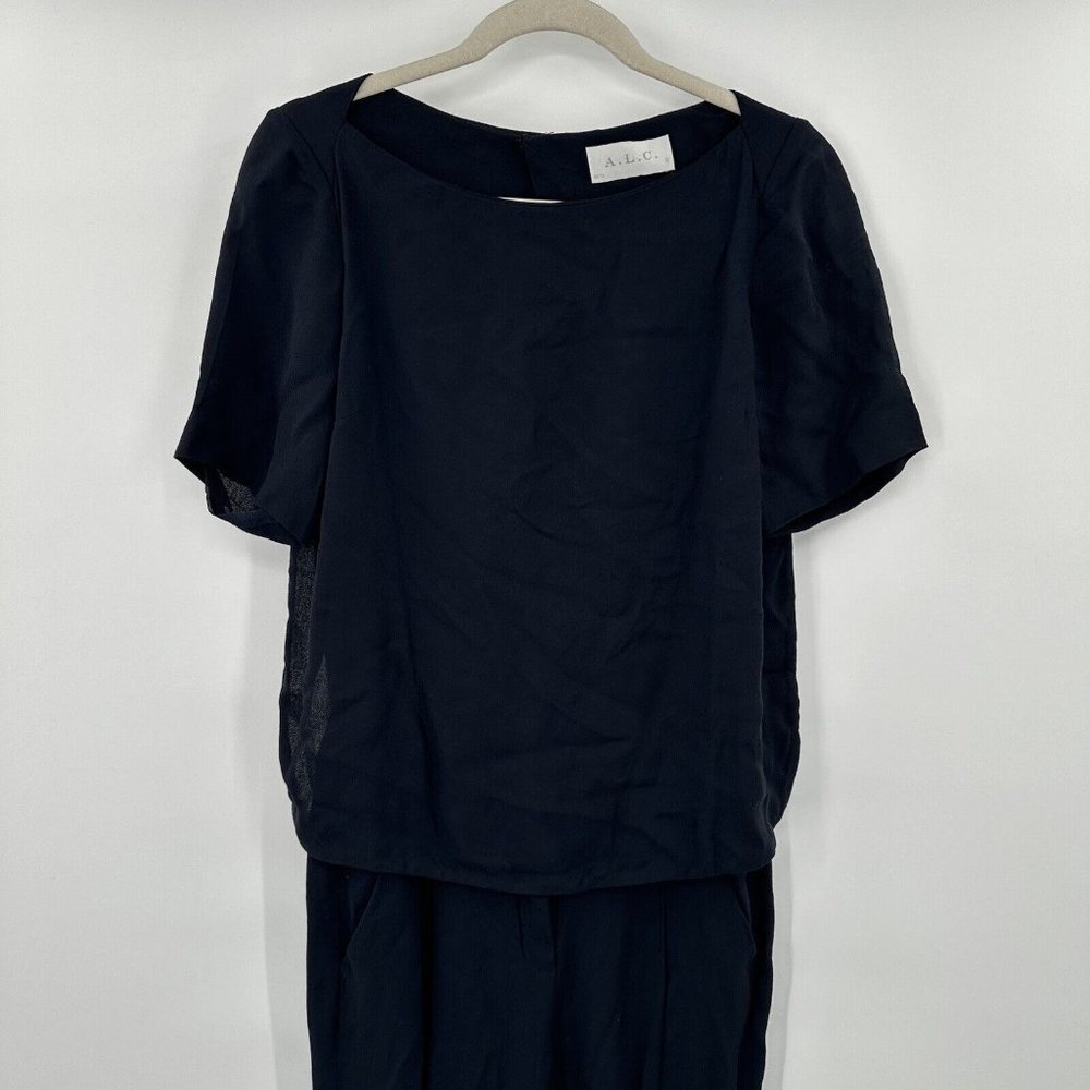A.L.C Harlan Black White‎ Tuxedo Viscose Jumpsuit Size 6